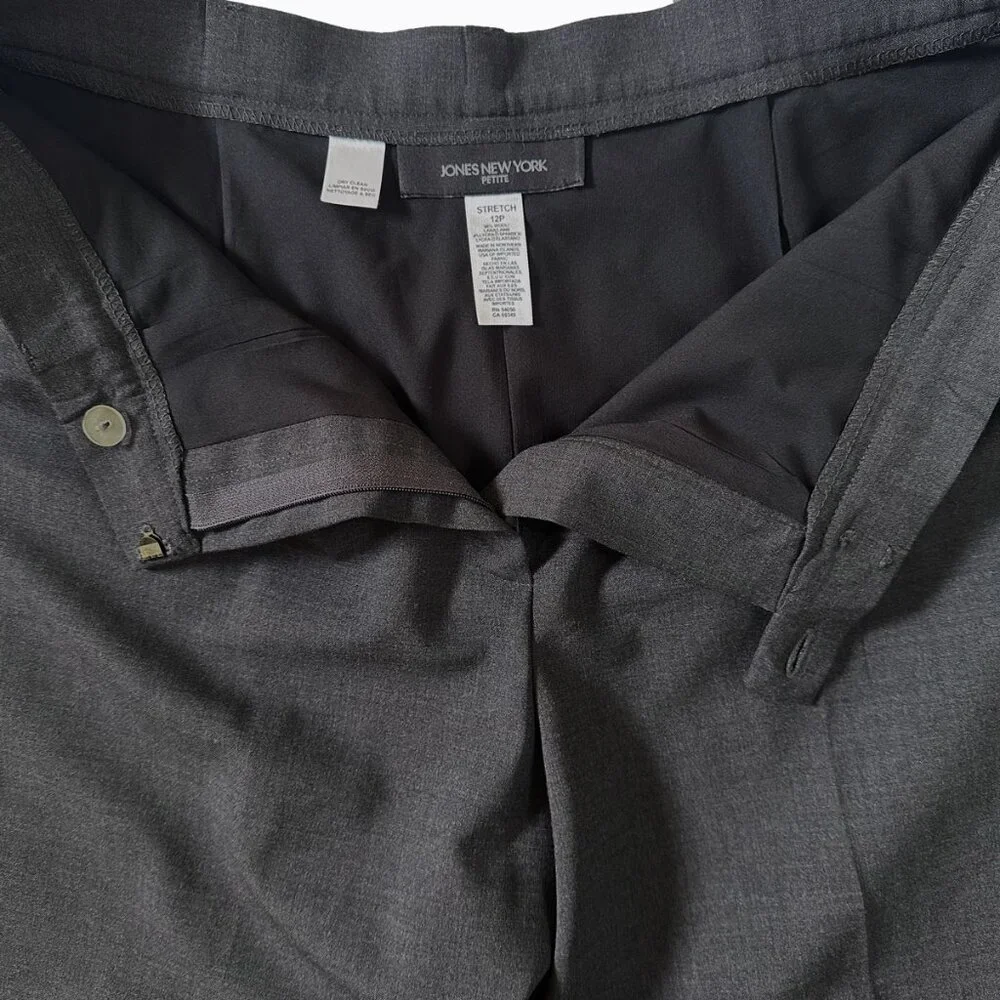 Wool Stretch Wide Leg Trouser 12P Lightweight Charcoal Office Siren Y2K Academia